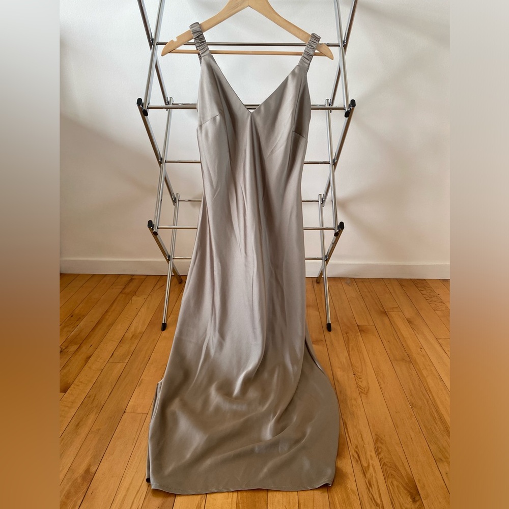 Midi satin dress - sand